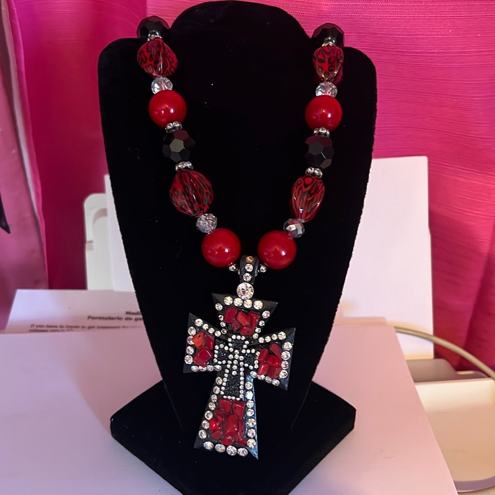 Handmade, beautiful cross crystal, and mix gemstones